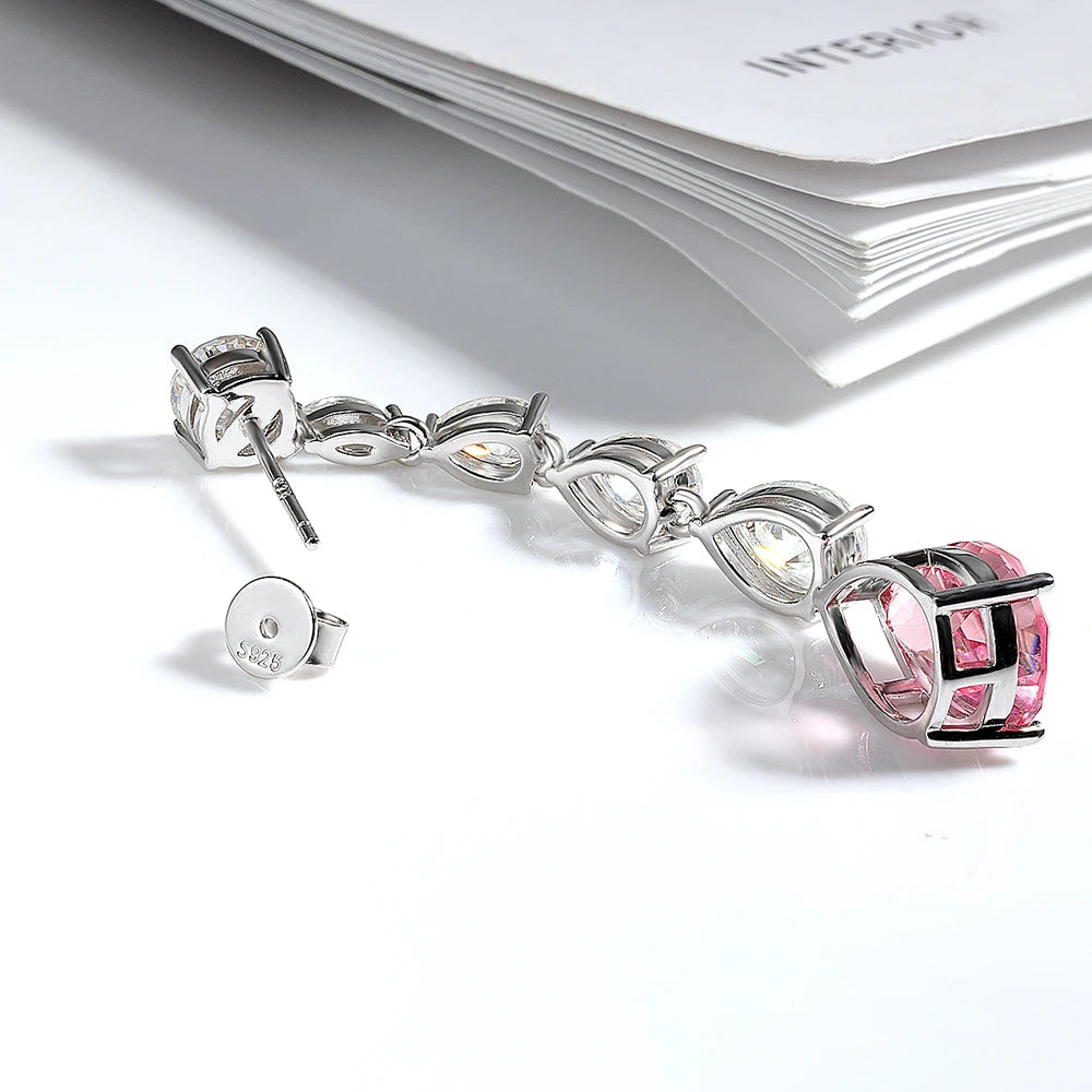 OEVAS 16.98cttw Moissanite Diamond Stud earrings Lab Grown 9*13mm Papalacha Drop Earrings For Women Sparkling Party Fine Jewelry