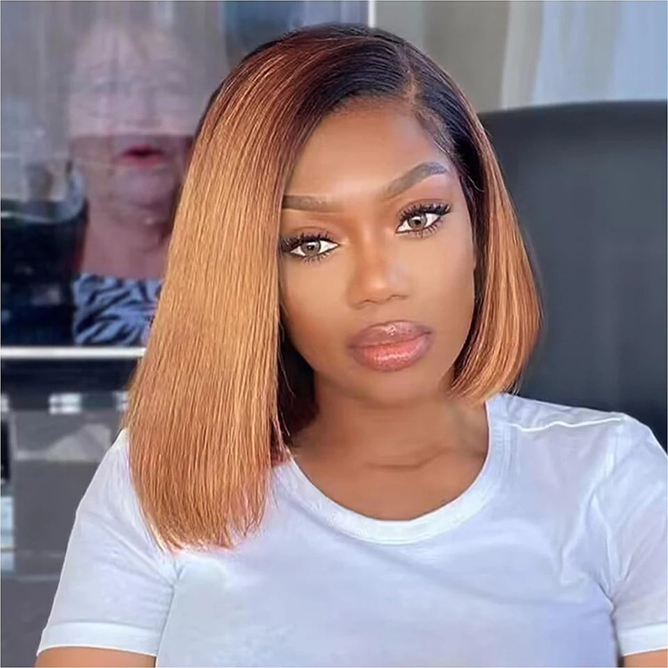 1B 99j Straight Bob Lace Front Wig Ombre TB 27 Honey Blonde HD Lace Wig Human Hair Wigs Glueless Bunrgundy Colored Short Bob Wig