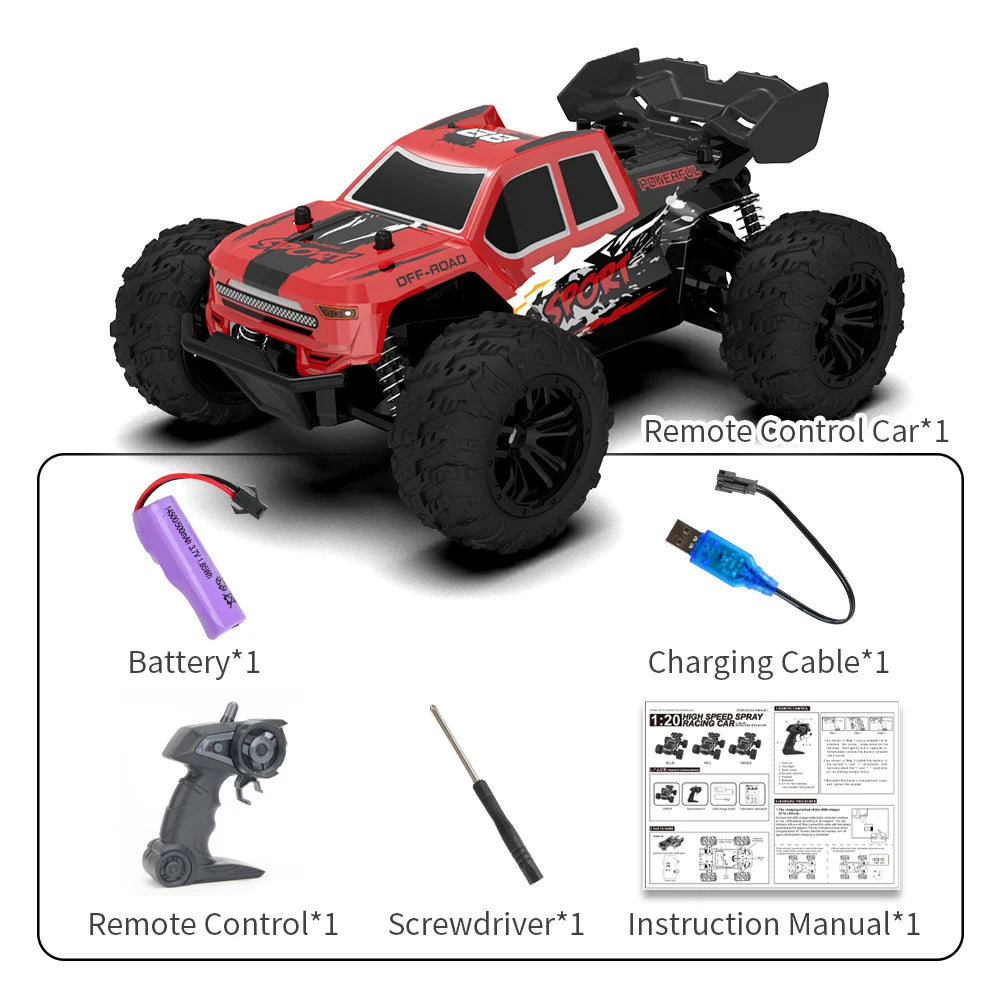 Rc Car High Speed with Light 2.4G Remote Control Racing Car Vehicle Truck 20KM/H Off-Road Climbing RC Toys for Kids Gift