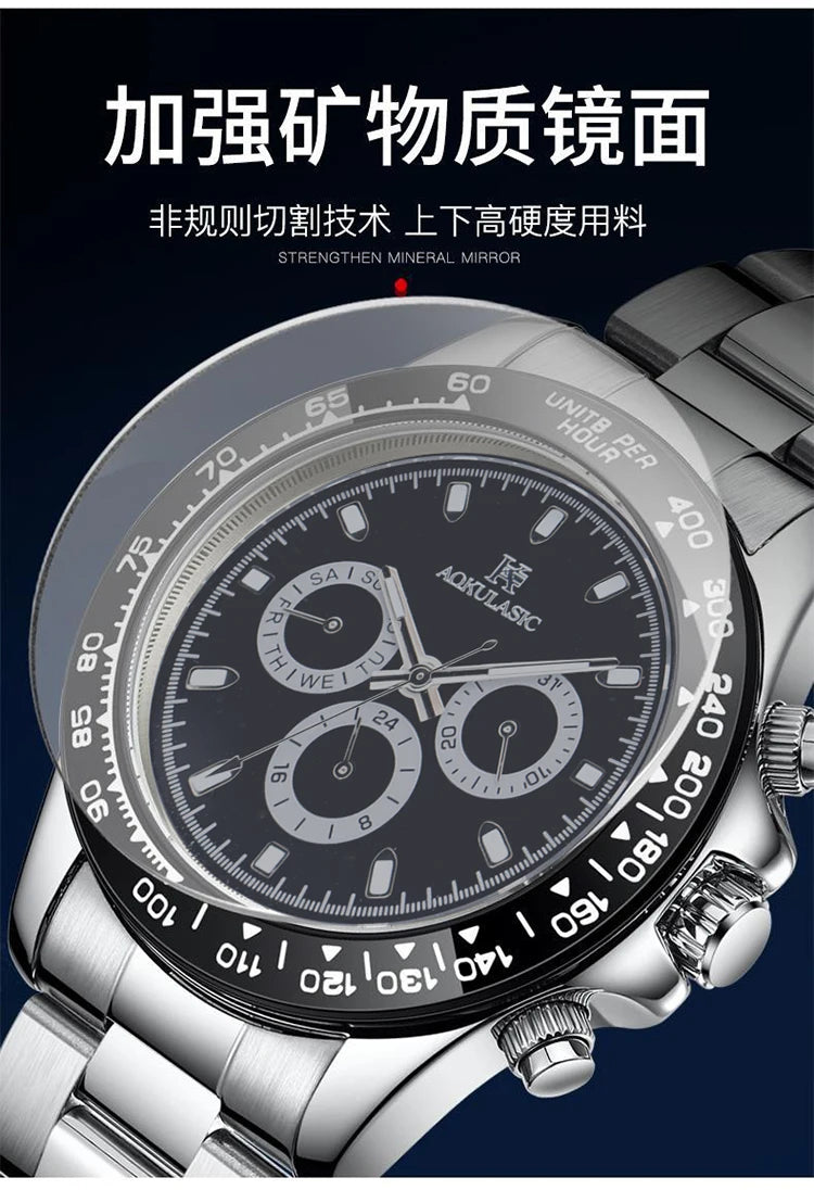 AOKULASIC Top Brand Fashion Men Wristwatch Automatic Mechanical Watches Day Display Reckon By Time Luminous Waterproof Watch