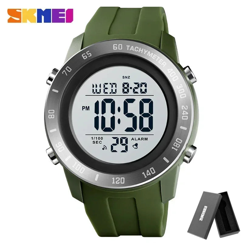 SKMEI 1524 2 Time LED Digital Wristwatches Mens Waterproof Chrono Count Down Male Hour montre homme Big Dial Sport Men Watch