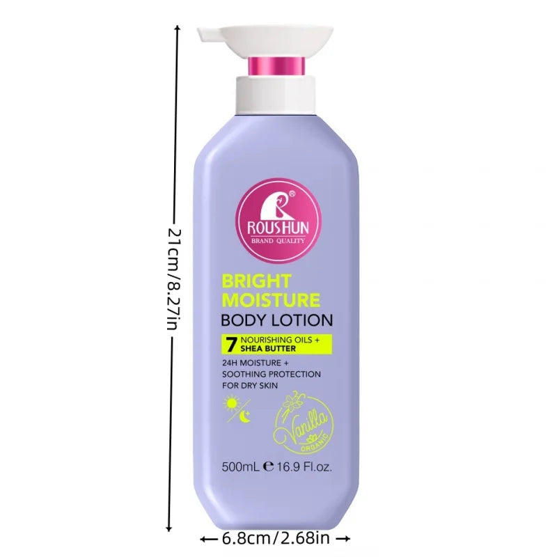 500ml ROU SHUNMultivitamin+Shea Butter Body Lotion Moisturizing Skin Beauty Body Lotion Fragrance Non-Greasy Large Capacity