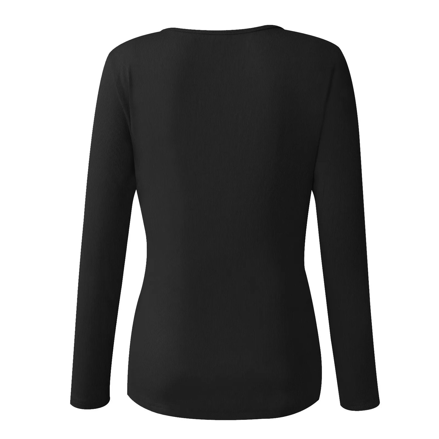 Women'S Button Color V-Neck Long Sleeve T-Shirt Top Blouse Tee Solid Color Sexy Slim Spring Autumn Lady Button Knit Top Women So