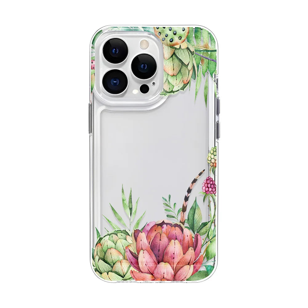 Girls Flower Clear Phone Case For iPhone 16 15 14 13 12 11 Pro Max 16 Plus Bumper Shockproof Hard Cover Cases
