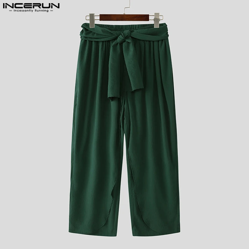Fashion INCERUN Summer Spring Men Casual Pants Harem Pant Pleated Long Trousers Streetwear Oversize Men's Clothing S-5XL