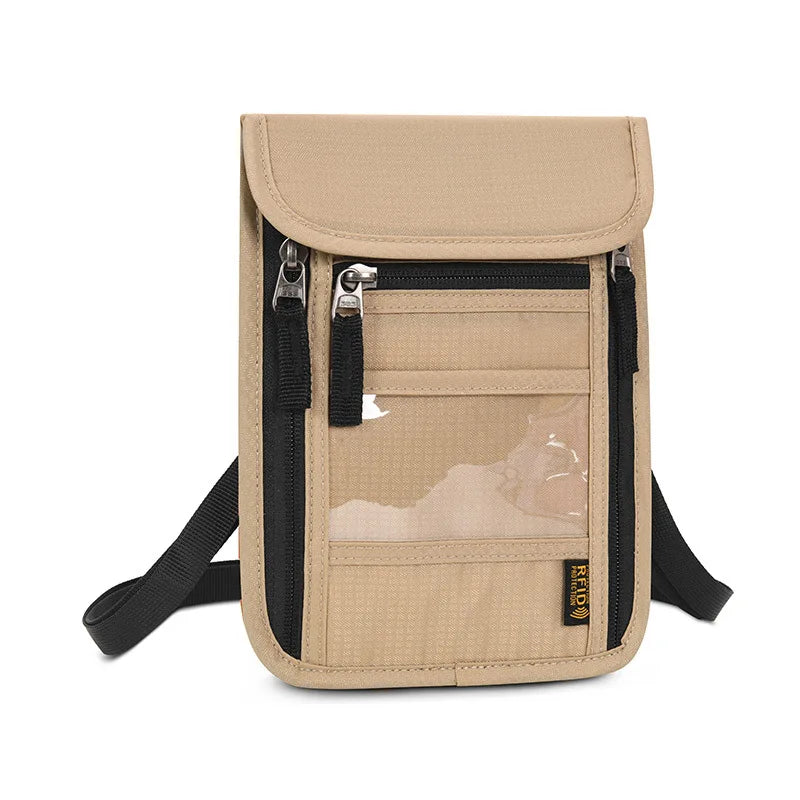 Travel Passport Bag Neck Document Bag Nylon Wallet Family Rfid Blocking Multi-Pockets Anti-Theft Credit Card Passport Holder New
