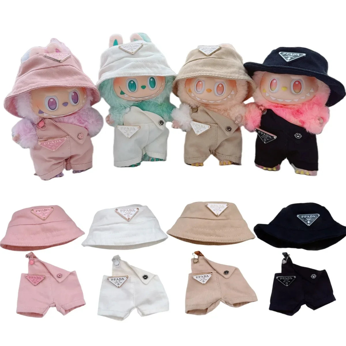 Para 15-17cm Labubu V1 V2 Idol muñeca traje sombrero monos ropa regalo Mini ropa de muñeca de peluche accesorios de atuendo