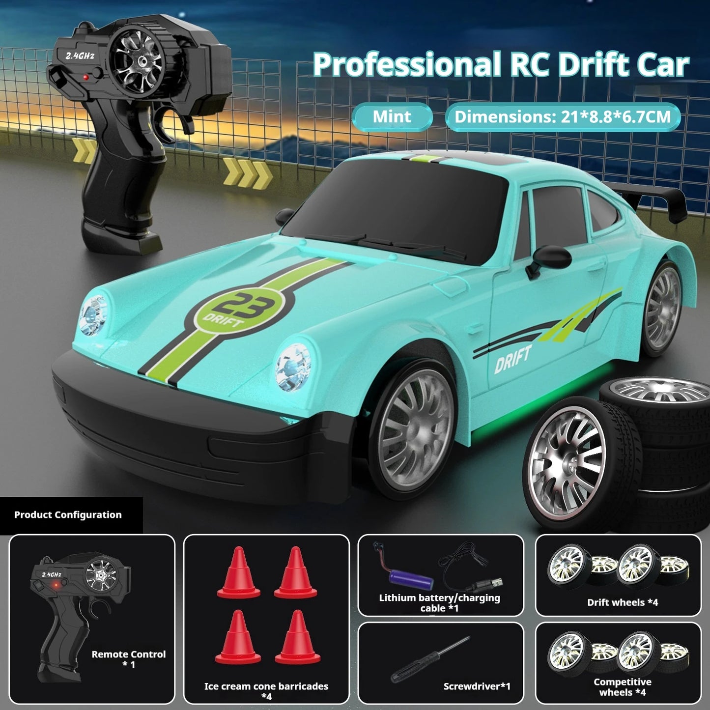 RC Car 1/24 Scale Professional Drift Racing High Speed 4WD Simulation Model RTR Electric Toy Gift for Adults Kids In Stock