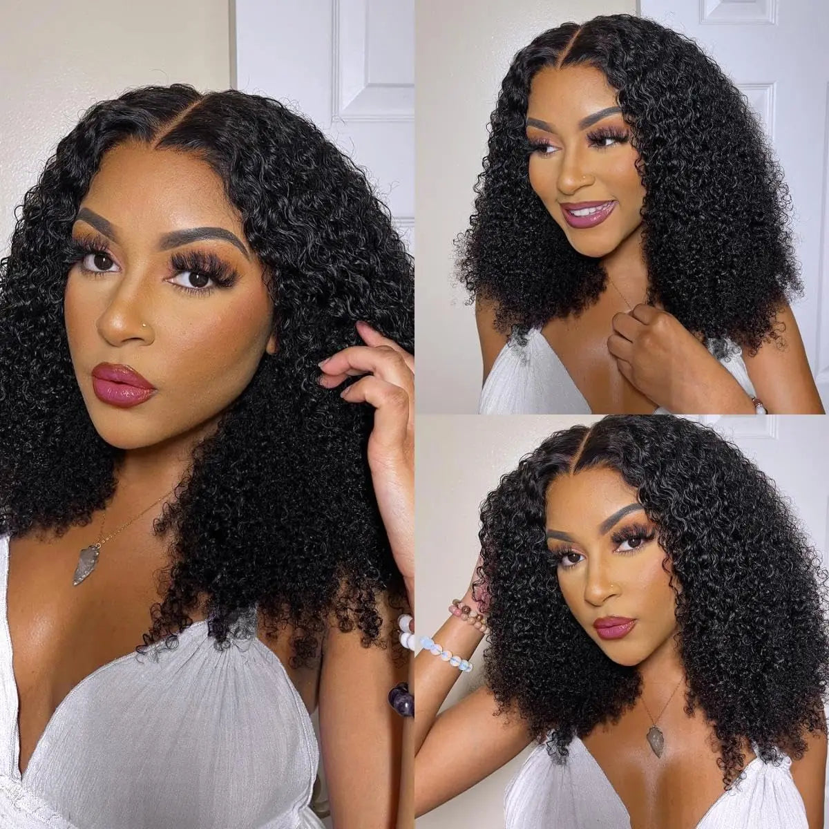 3 IN 1 Half Wig Human Hair 220 Density Deep Wave Wig Human Hair Ready to Wear 3 IN 1 Half Wig With Drawstring Half Wig