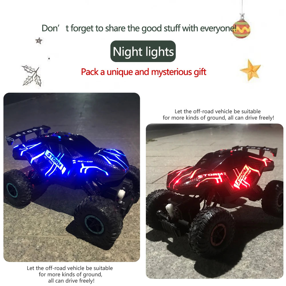 1:16 RC Car 2.4G Four Wheel Drive High-Speed Remote Control Drift Racing Car With LED Lights 4WD RC Car Model Toys for Boys Kid