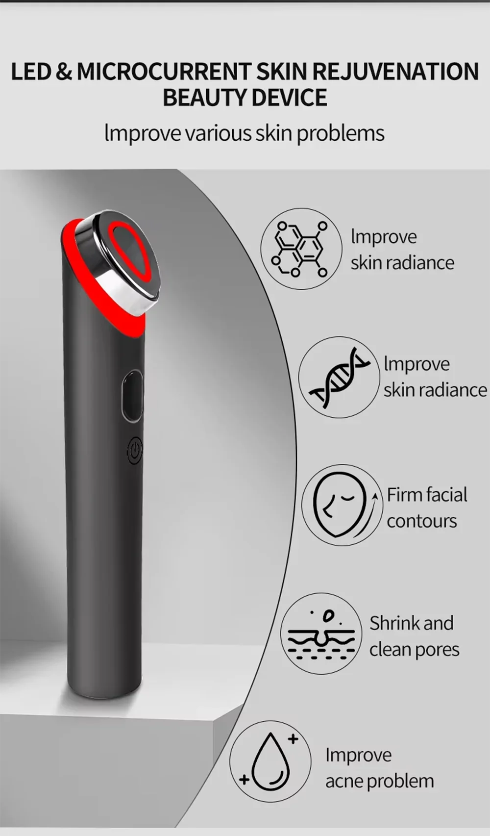 7 Colors EMS Microcurrent Facial Massager Age-R Booster Pro Anti Wrinkle Lift Device Home Use Beauty Tool for Skin Care & Rejuve