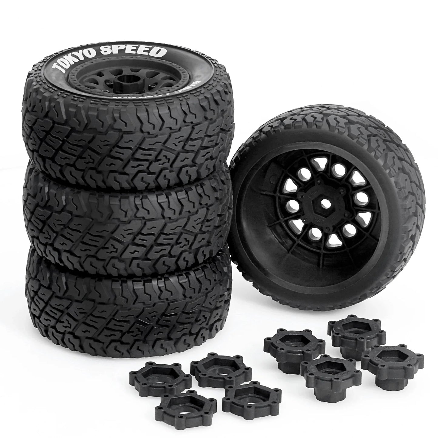 RC Wheels and Tires Truck Tires Short Course Tires for 1/10 Scale Car Arrm a Senton,Slash 2WD 4×4,Axia1,Rc 4wd,Red cat
