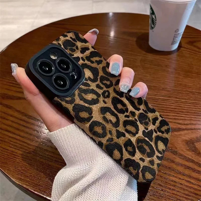 Fashion Soft Phone Cases For iPhone 13 12 MINI 11 14 15 16 Pro Max XS Max XR 7 8 Plus Leopard Pattern Silicone Case Back Cover