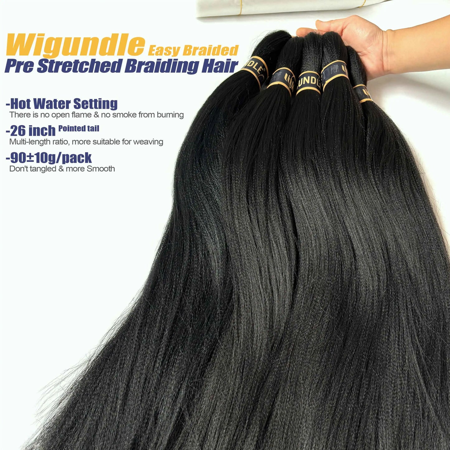 Wigundle Hair Extensions for Women Box Twist Braids Easy Crochet Hair EZ Pre stretched Braiding Hair Flame Retardant Synthetic
