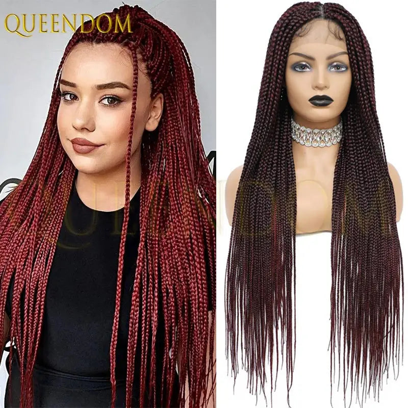 36'' Blonde Synthetic Long Cornrows Box Braided Full Lace Front Wig for Black Women Straight Lace Front Braiding Hair Wig