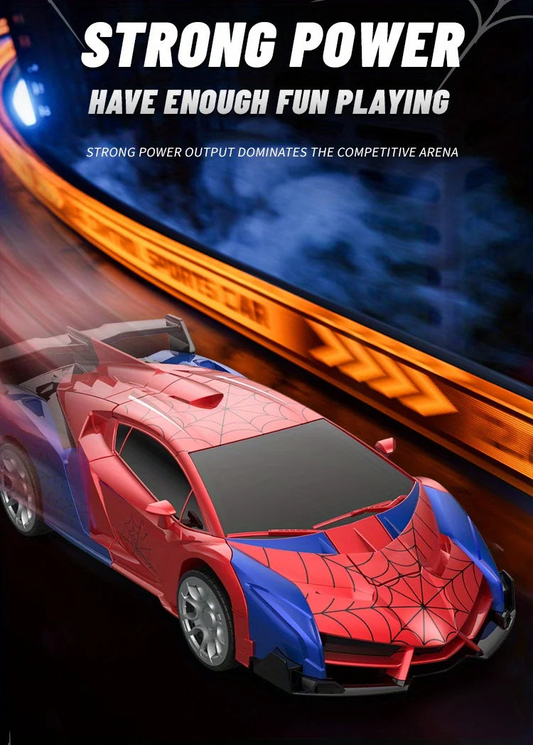 1:18 RC Transforming Car Robot Toy, LED Lights, 2.4GHz Drift Racing Vehicle, One-Button Transform, Rechargeable, 360° Rotation