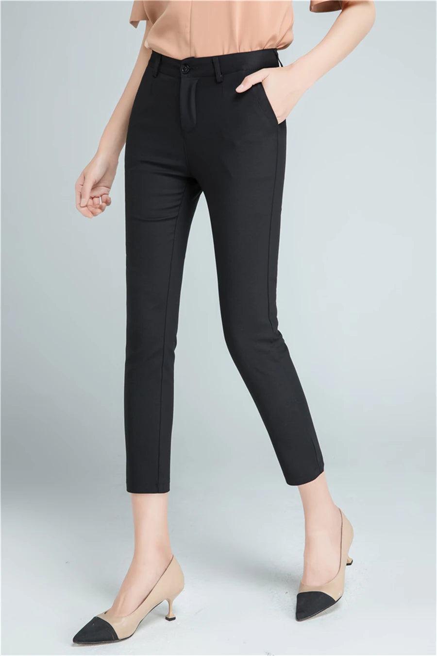 Fashion Streetwear Cute Candy Color Pencil Pants Women Stretch Cotton Slim Waist Straight Pantalones Casual Office Work Trousers