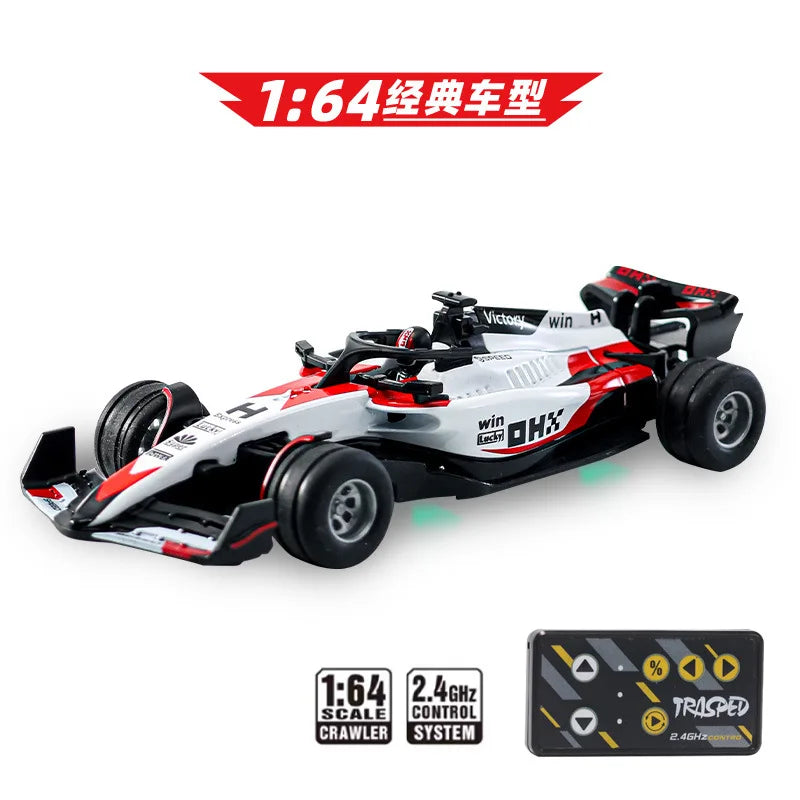 New RC car August Product 1:64 Mini Alloy Car Model, Adjustable Lighting Formula Racing, Children's Remote Control Car