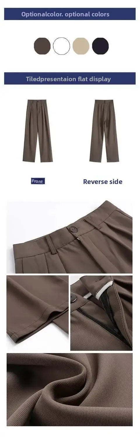 High Waist Draped Suit Pants for plus Size Women Spring Autumn Design Sensation Floor Length Casual Straight Wide Leg Long Pants