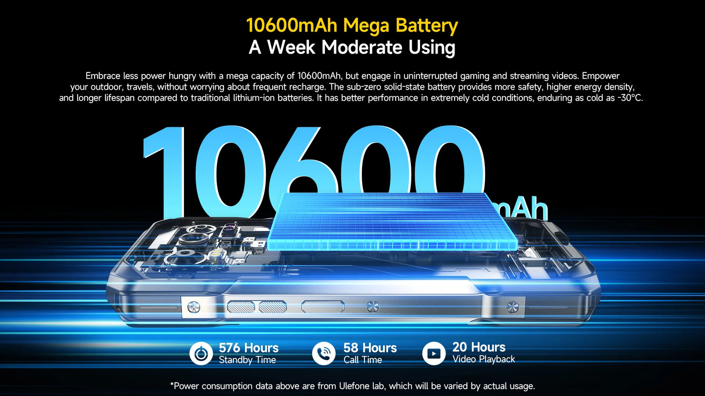 Ulefone Armor 27 Pro 5G Rugged Phone 10600mAh Smartphone 50MP Camera 64MP Night Android 14 Up to 24GB+256GB NFC Waterproof Phone