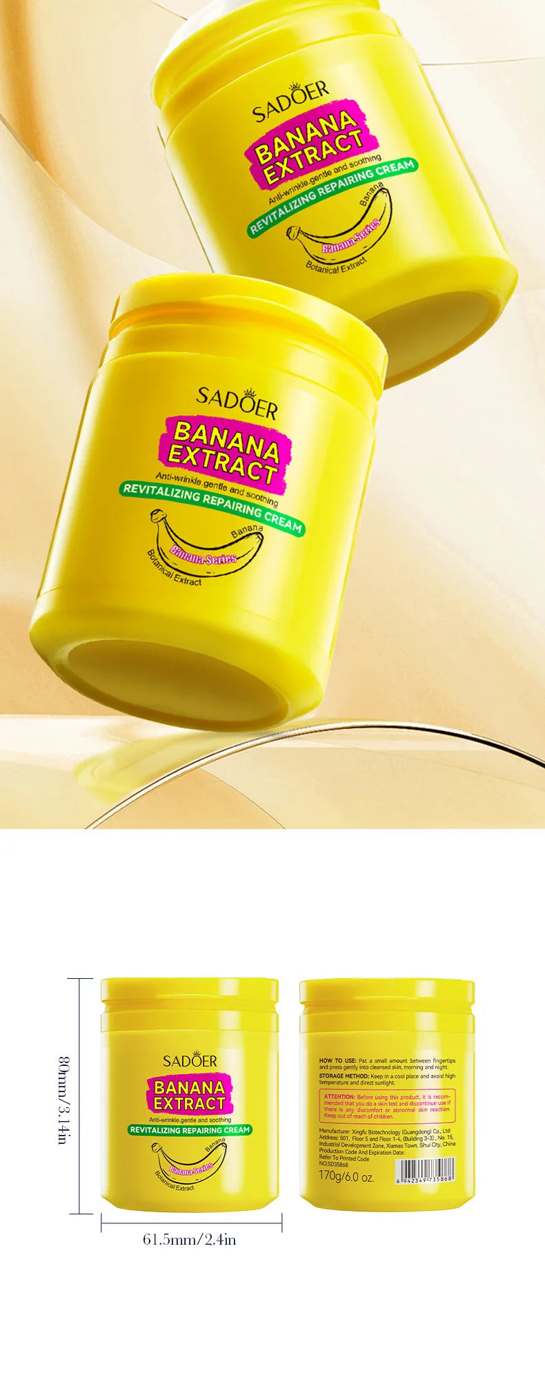 SADOER Banana Skin Brightening Cream Skincare Moisturizing Facial Creams Hydrating Face Cream Beauty Skin Care Products