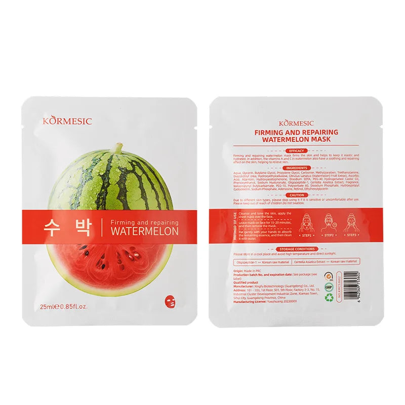 5pcs Kormesic Fruit-Infused Hydrating Face Mask Moisturizing Nourishing Hydrating Facial Skin Care Products