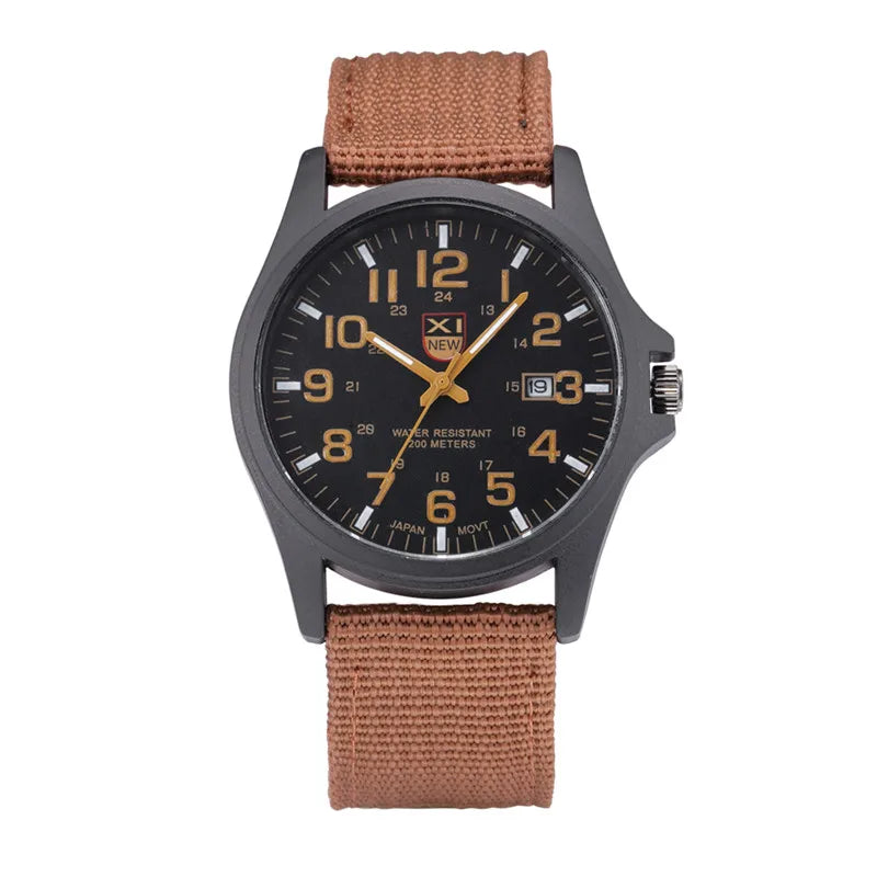 Men Genuine XINEW Brand Watches Students Fashion Casual Nylon Band Sports Army Gifts Date Quartz Wrist Watch Black Montre Homme
