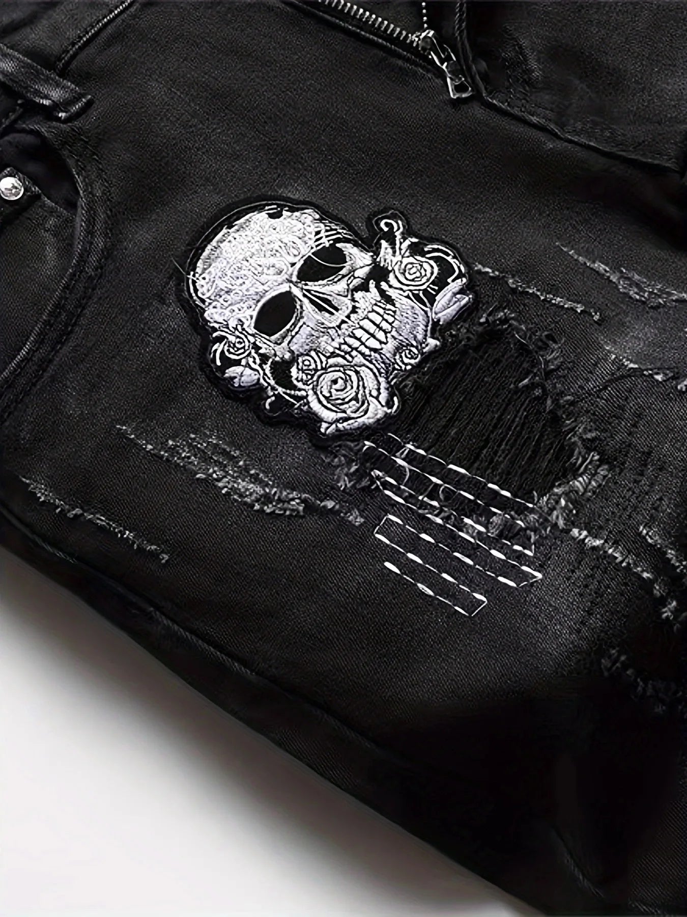 European and American new washed hole Zhangzai trendy fashion jeans