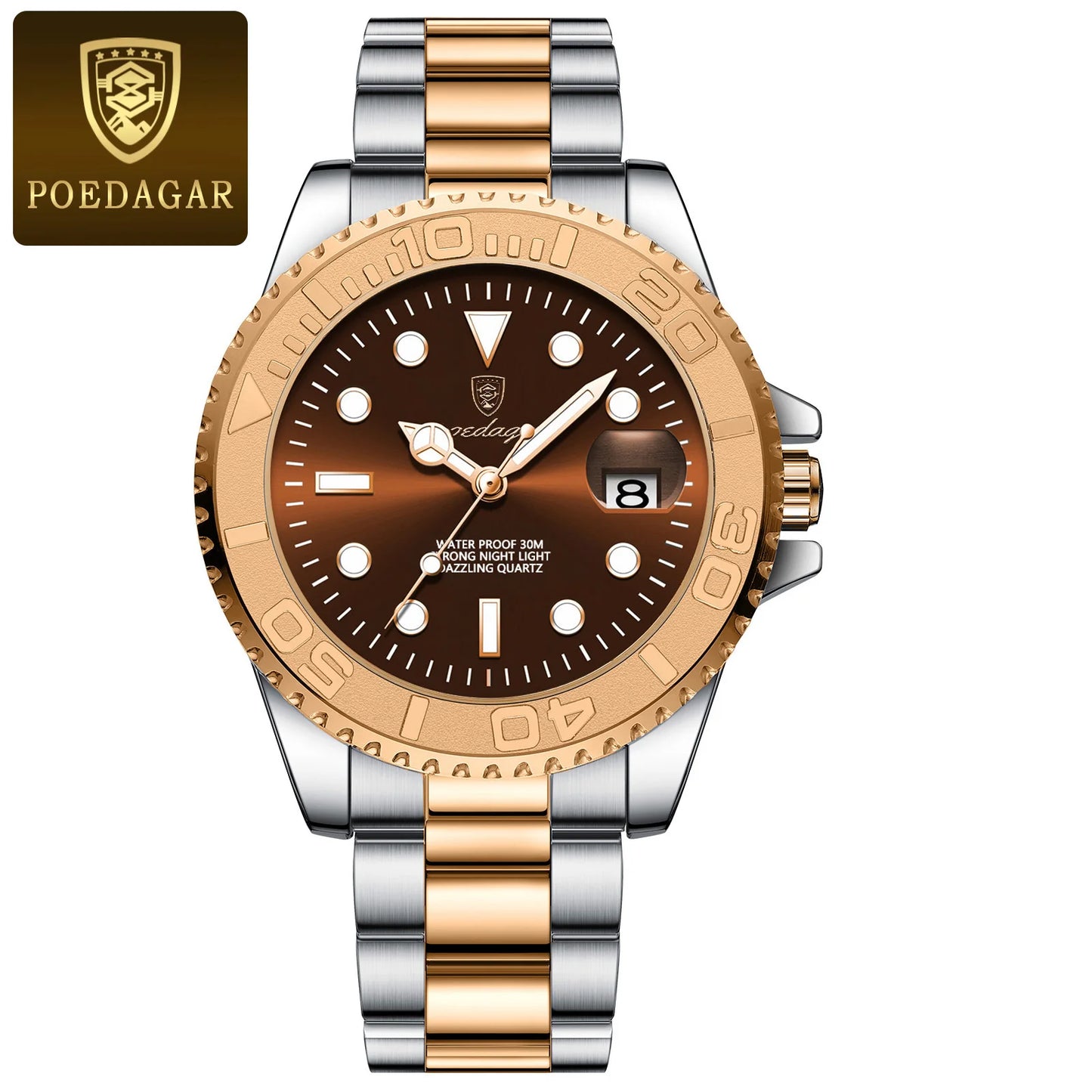 POEDAGAR Business Luxury Man Watch Luminous Waterproof Date Stainless Steel Men Watch High Quality Military Men's Quartz Watches