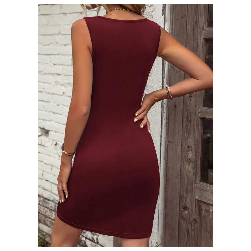 Chic Fashion Sexy Wrap Hips Knitted Mini Dress 2025 Summer Women Solid Fashion Sexy V-Neck Dresses