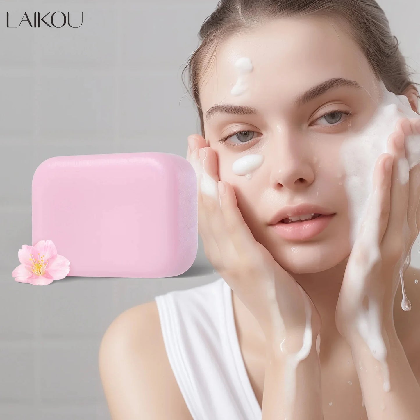 Laikou Sakura Handmade Facial Soap Cleans Skin Shower And Removes Bacteria 99.9% Travel Be Carried For Adults And Children 90g
