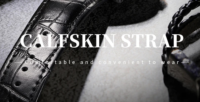 Fashion Mens Watches Top Brand Luxury Genuine Leather Strap Quartz Men's Watch Business Casual Date Chronograph Watch Men