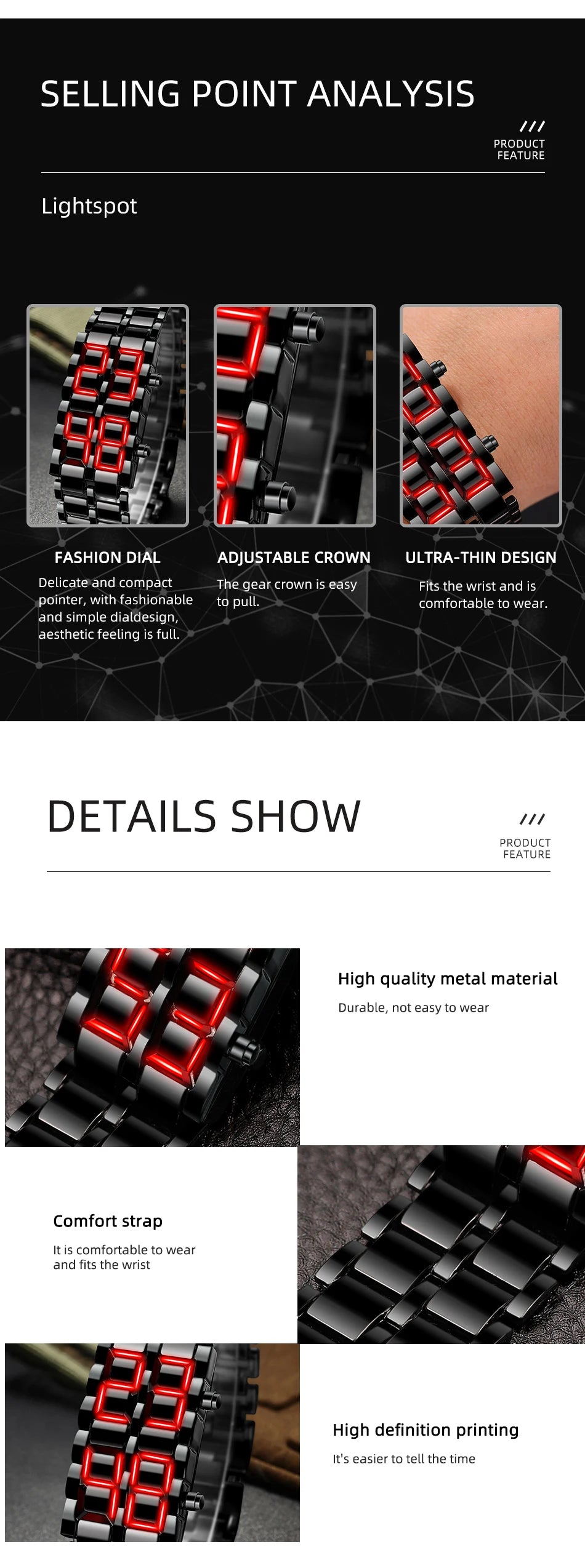 Fashion Mens Digital Lava Wrist Watch Men Black Full Metal Red Blue LED Display Watches Gifts for Male Boy Sport Creative Clock