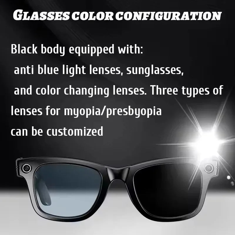 2025 Smart Sunglasses ai smart glasses with Camera Video 8MP Translation Bluetooth Call Music Play Men Women Recording 100+