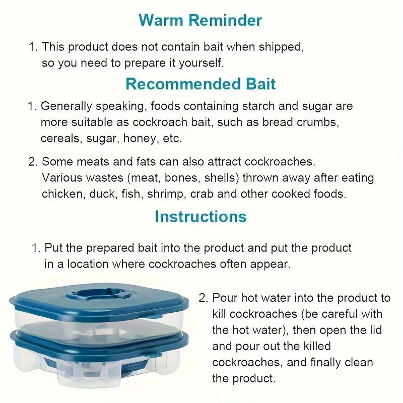 Efficient No-Bait Cockroach Trap - Reusable Insect & Pest Control Box for Roaches, Spiders, Ants Household Gadgets Catching Box