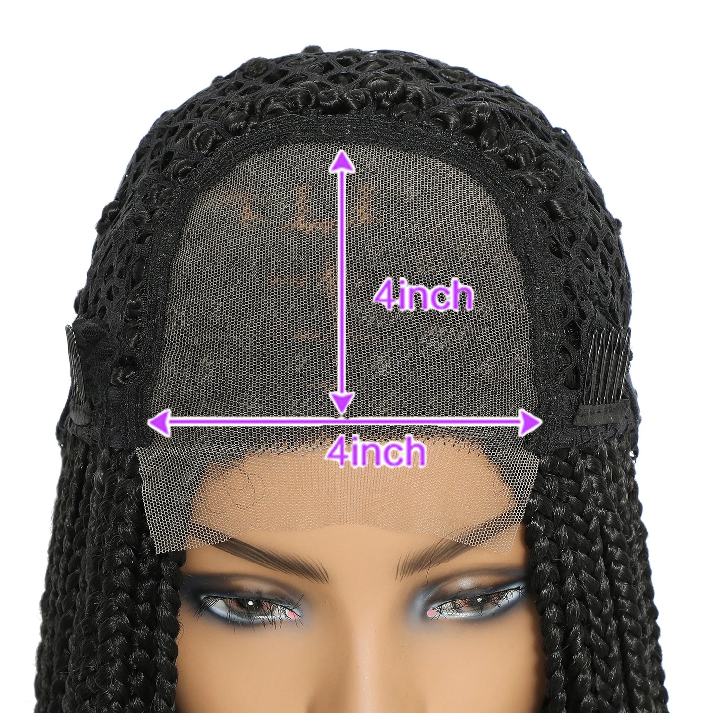 Long Box Braided 4x4 Lace Wigs With Baby Hair Twist Braids Lace Closure Wigs For Black Women Synthetic Cosplay Wig 30 Inch