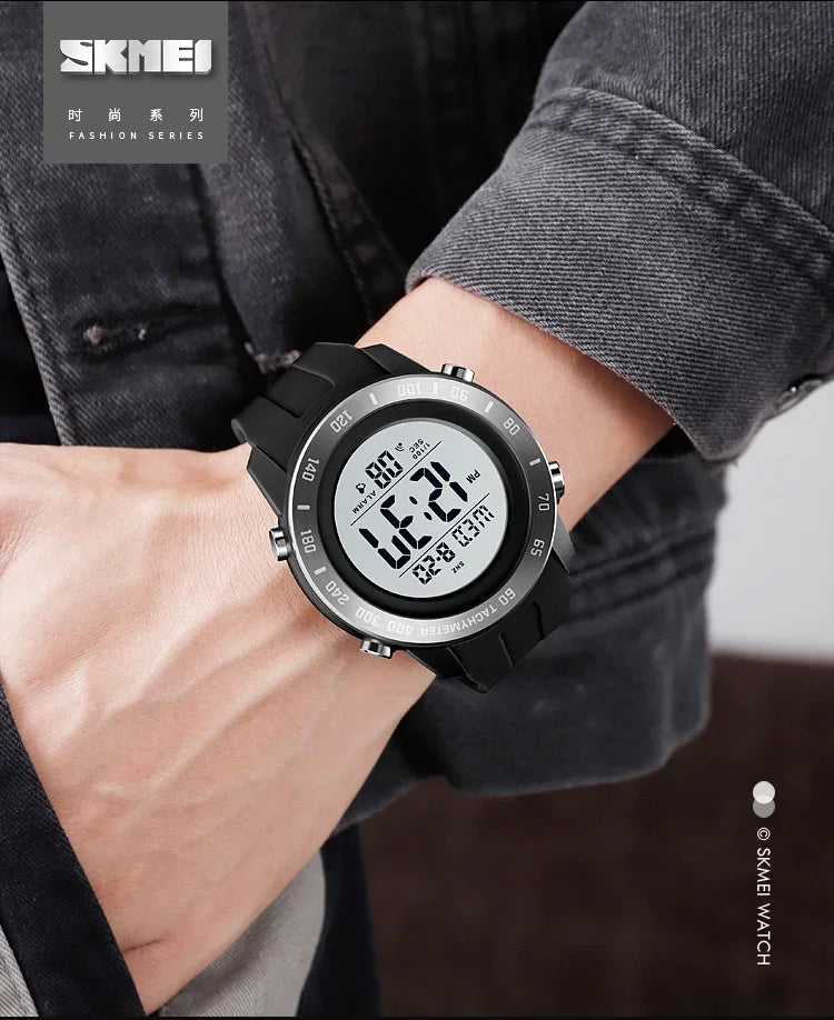 SKMEI 1524 2 Time LED Digital Wristwatches Mens Waterproof Chrono Count Down Male Hour montre homme Big Dial Sport Men Watch