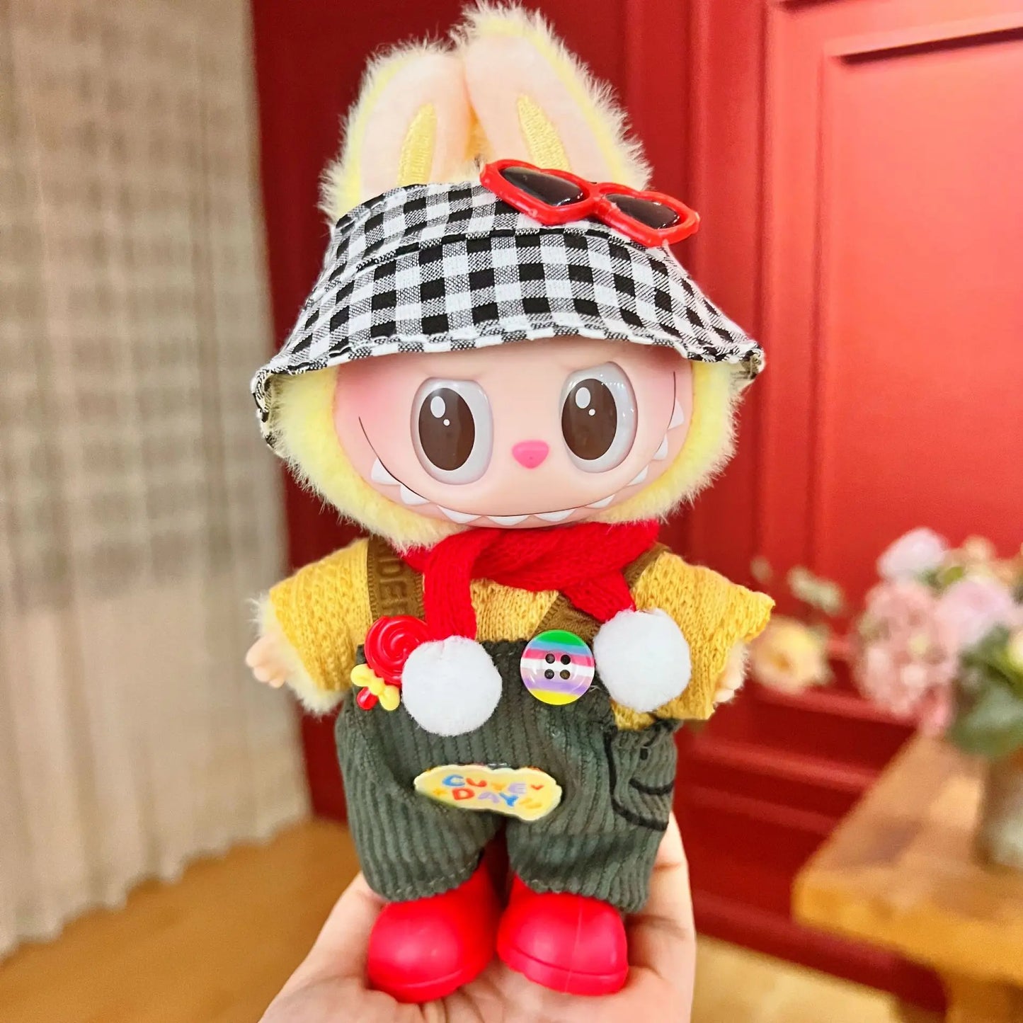 17cm Labubu V1 V2 Fashion Color Rain Shoes Raincoat 10cm Cotton Doll Cute Shoes Doll Changing Accessories