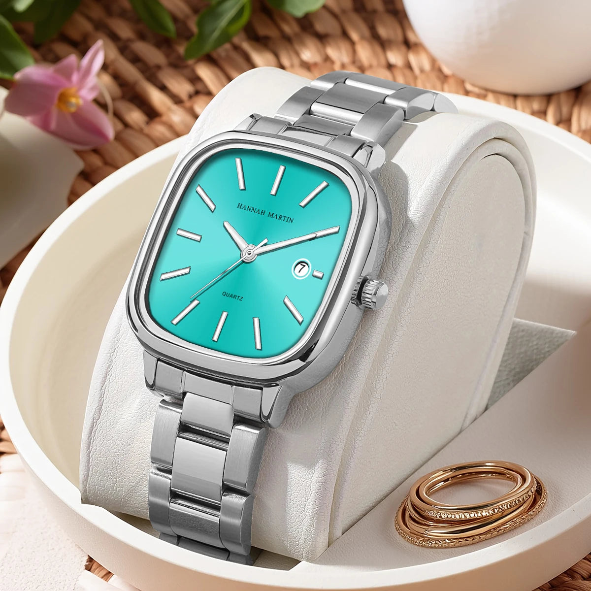 Japanese Movement Square Fashion Stainless Steel Strap Original Business Style Silver Black Waterproof 3Bar Quartz Watch for Men