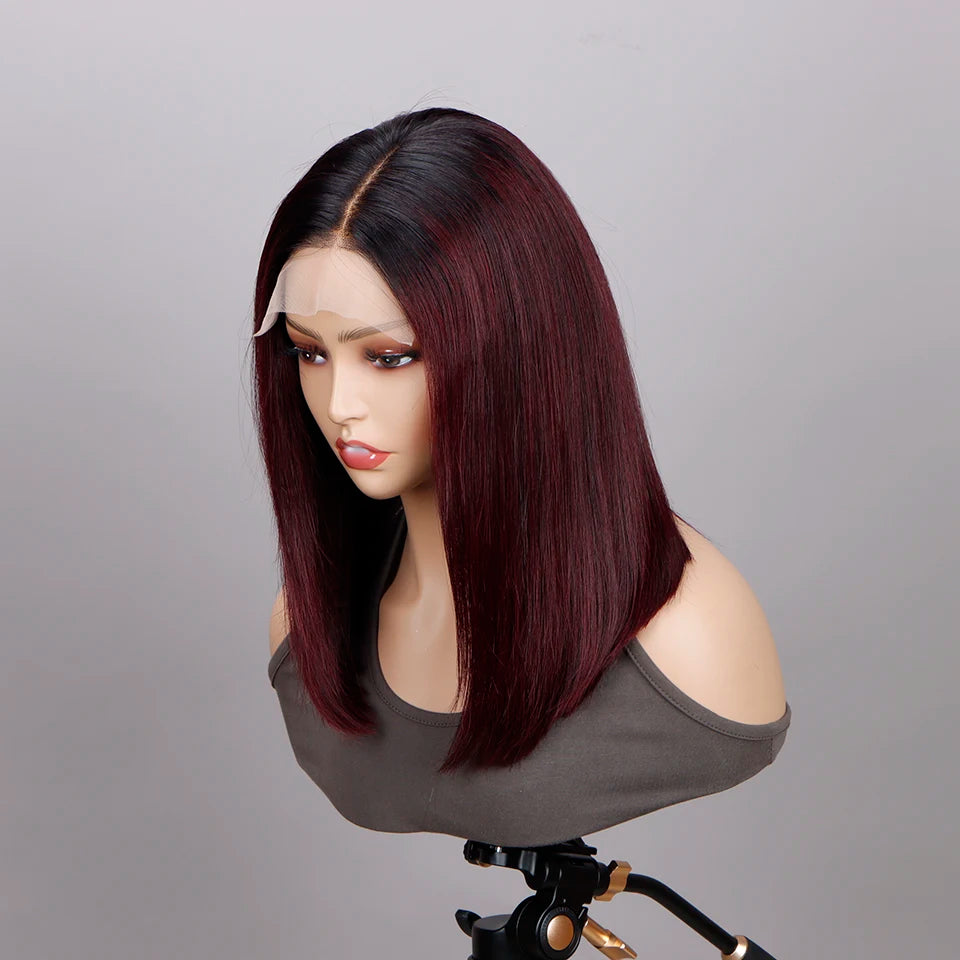 1B 99j Straight Bob Lace Front Wig Ombre TB 27 Honey Blonde HD Lace Wig Human Hair Wigs Glueless Bunrgundy Colored Short Bob Wig