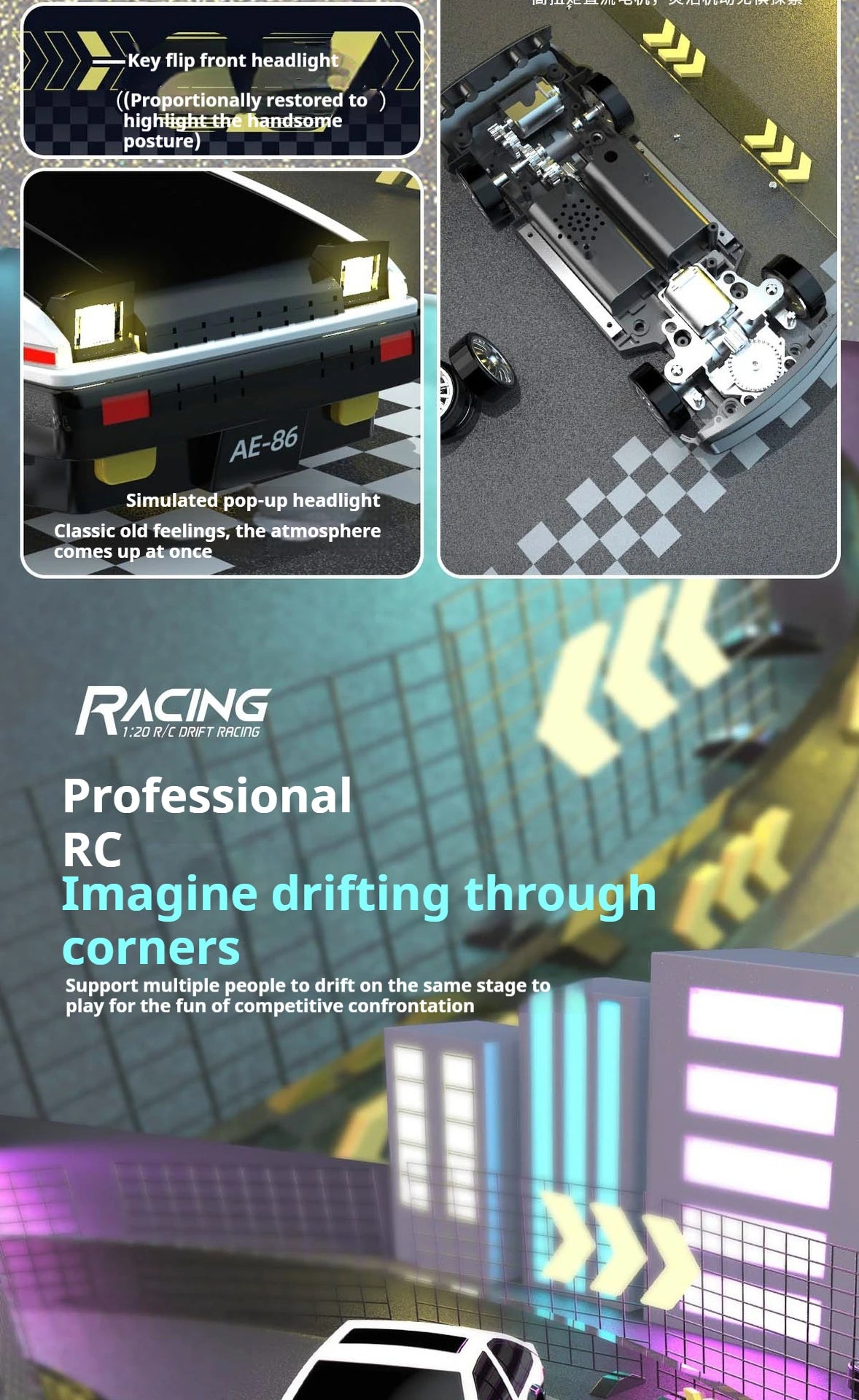 RC Car 1/24 Scale Professional Drift Racing High Speed 4WD Simulation Model RTR Electric Toy Gift for Adults Kids In Stock