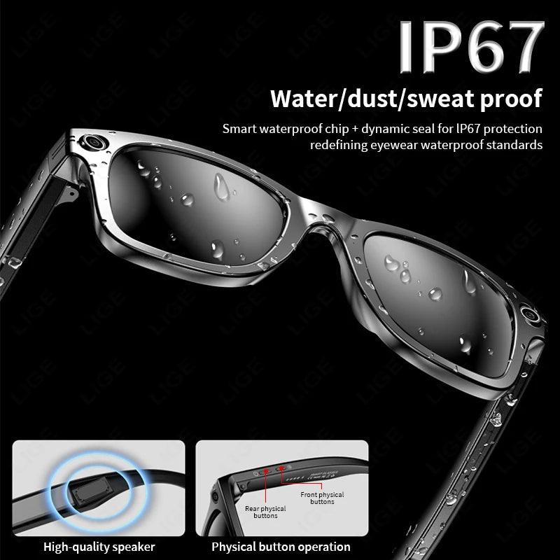 AI Smart Glasses with HD Camera for Photos Videos Hands-Free Vlog Recording Camera Glasses Audio for Driving Outdoor Sunglasses