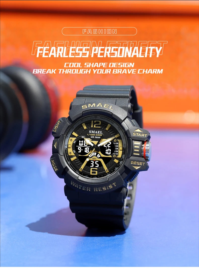 SMAEL Sport Watch for Men Waterproof Wristwatches Student Dual Display Digital Multi-function Stopwatch Clocks 8065 Male Watches