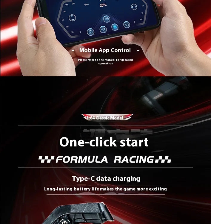 2025 New RC car August Product 1:64 Mini Alloy Car Model, Adjustable Lighting Formula Racing, Children's Remote Control Car