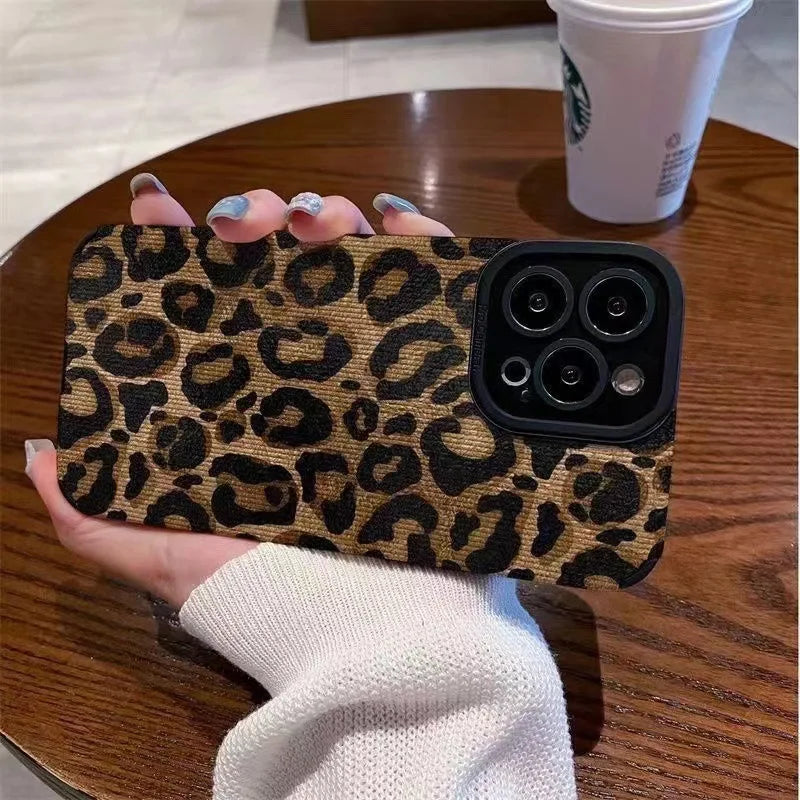 Fashion Soft Phone Cases For iPhone 13 12 MINI 11 14 15 16 Pro Max XS Max XR 7 8 Plus Leopard Pattern Silicone Case Back Cover