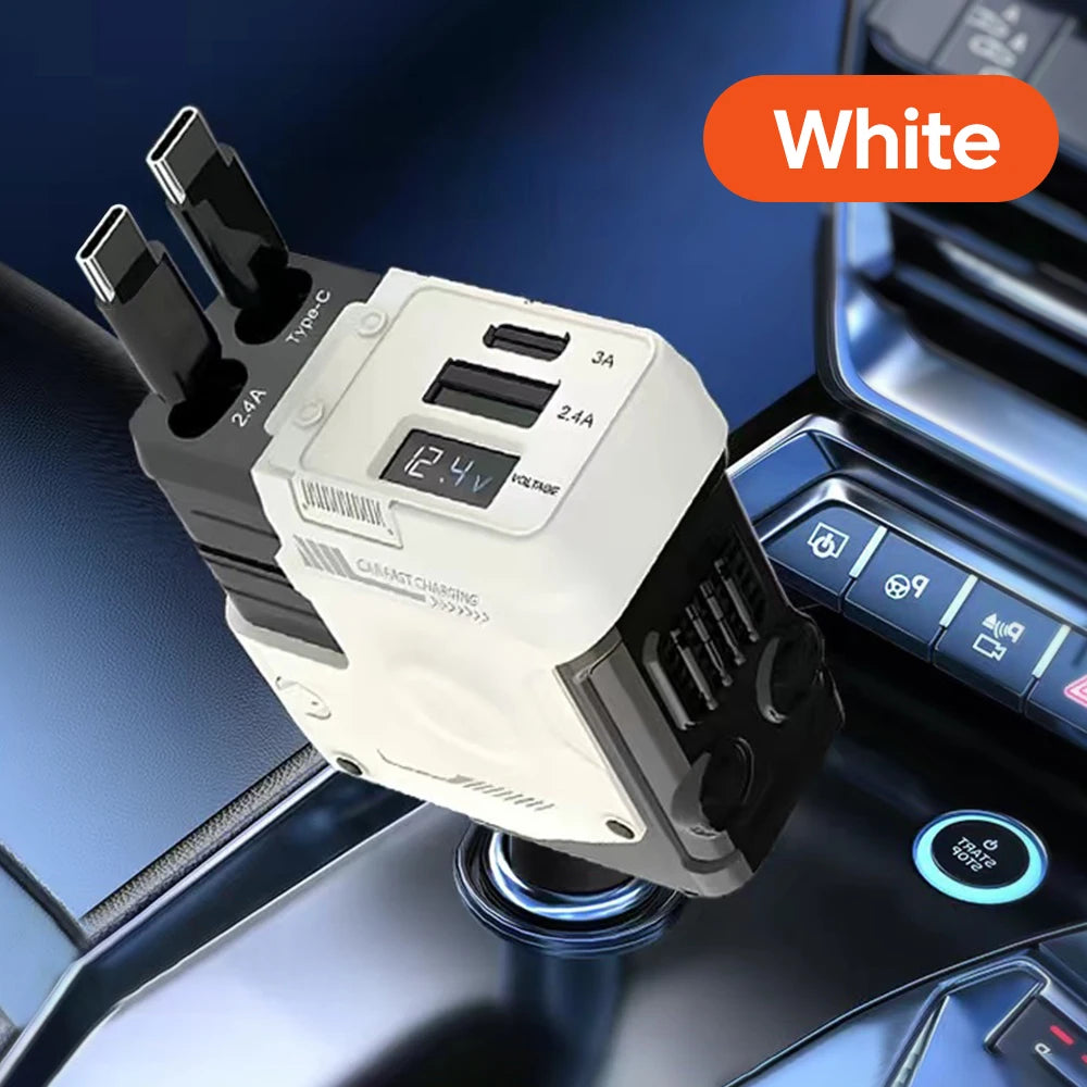 Elough 120W Car Charger Super Fast Flash Charge USB/Type C Multi Port Charger 4 in 1 Expansion Cable