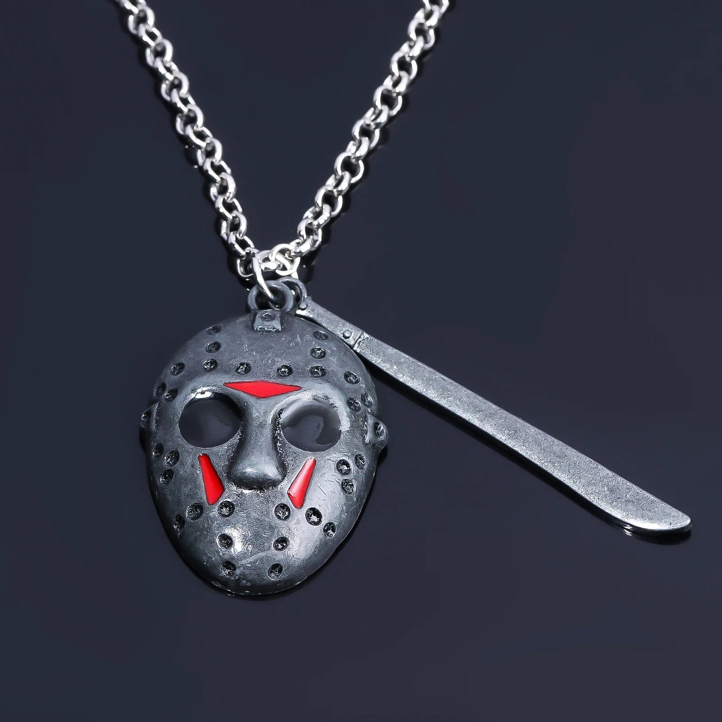 Horror Movie Keychain Jason Hockey Mask Kinfe Metal Keyring For Children Halloween Jewelry Gift