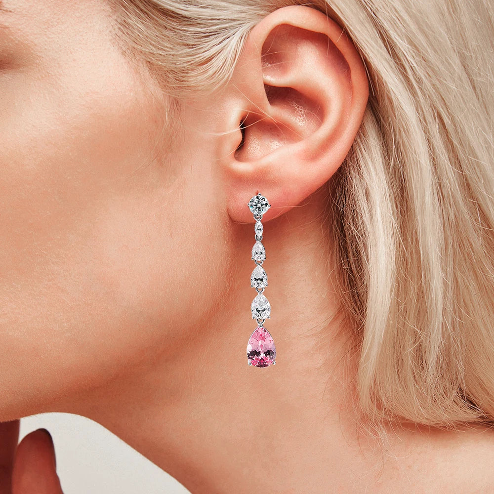 OEVAS 16.98cttw Moissanite Diamond Stud earrings Lab Grown 9*13mm Papalacha Drop Earrings For Women Sparkling Party Fine Jewelry