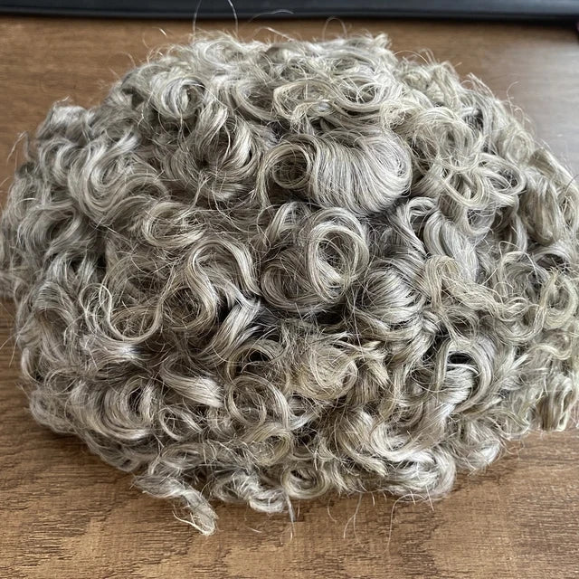 Q6 Swiss Lace Front&Pu Natural Hairline 1B40 1B65 Gray Black Men Toupee 24mm Curly Male Wigs Ash Blonde Human Hair Prosthesi