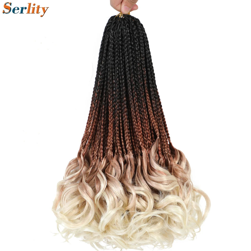 French Curl Crochet Braids 14 Inch Kid-Friendly Goddess Box Braids with Bouncy Curly Ends French Curls Braiding Hair for Women